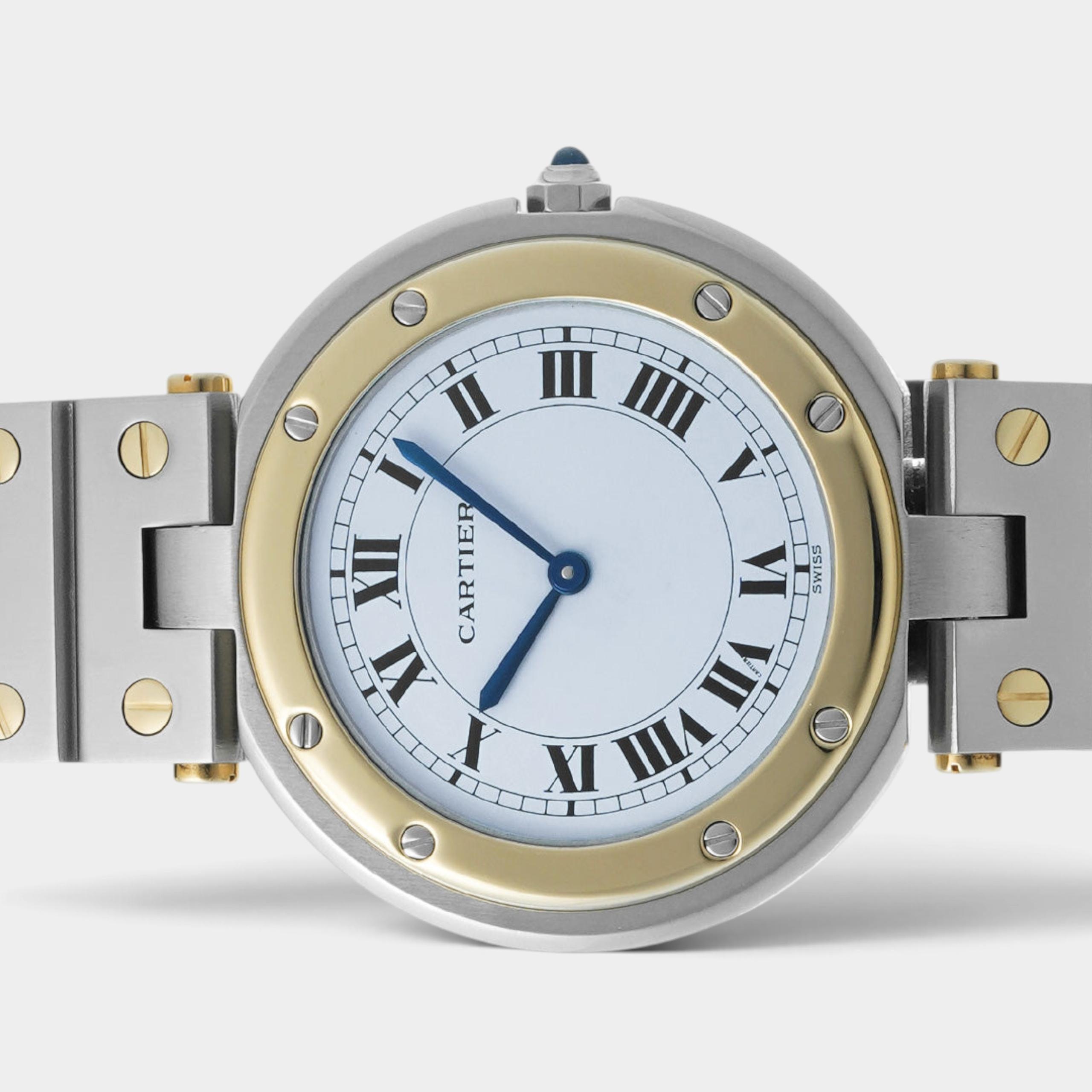 Cartier Santos Quartz / Gold&Steel / White / 32mm / 83038288