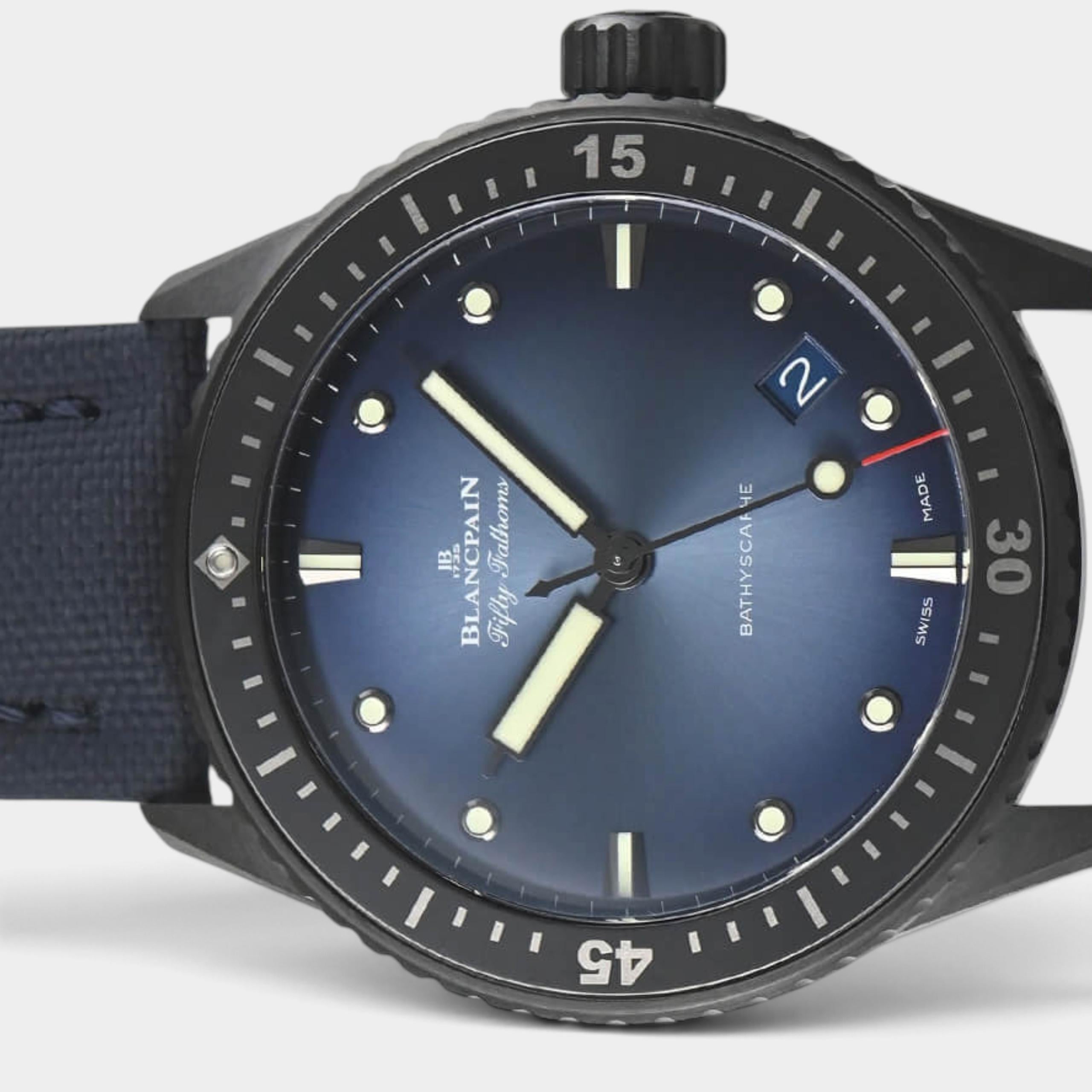 Blancpain Fifty Fathoms Bathyscaphe 5000A 0140 O52A | Blue Dial Like new & unworn Men's watch/Unisex Buy in Switzerland