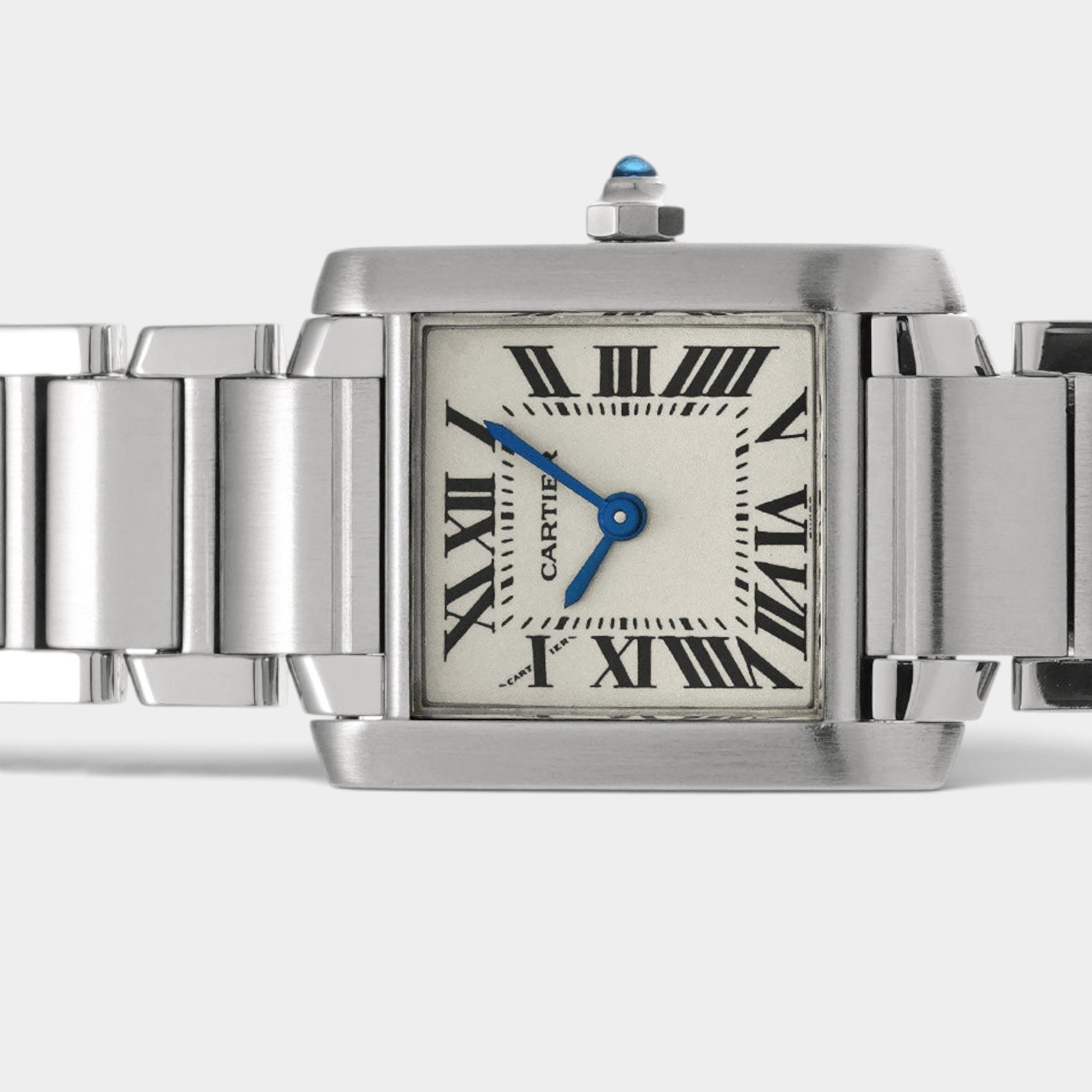 Cartier Tank Française Quartz / Steel / Silver / 18 ×20 mm / Box / W51008Q3