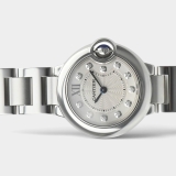 Cartier Ballon Bleu Diamond / Steel / Silver / 28 mm / Papers / WE902073