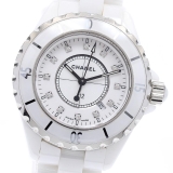 Chanel シャネル CHANEL H1628 J12 白セラミック 12Pダイヤ クォーツ レディース_923308