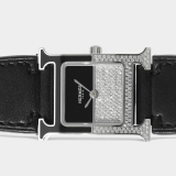 Hermès Heure H Date / Steel / Black / 30 x 21 mm/ Box&Papers / HH1.233