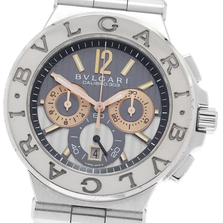 BVLGARI ブルガリ BVLGARI DG42SWGCH ディアゴノ カリブロ 303 K18WGベゼル クロノグラフ 自動巻き メンズ_970525